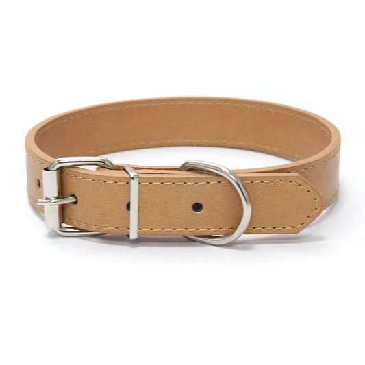 Adjustable Solid PU Leather Dog Collar for Comfort and Durability 0