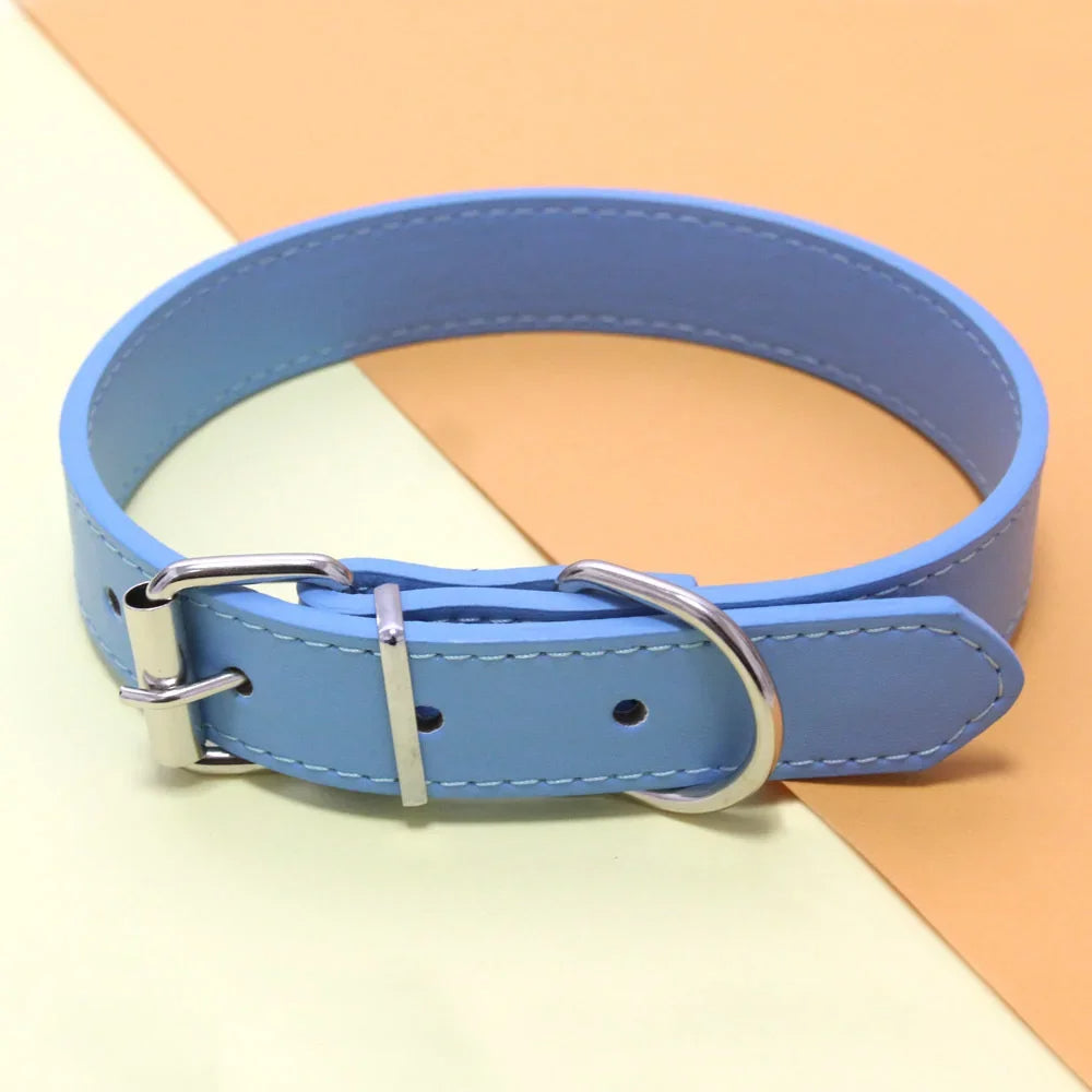 Adjustable Solid PU Leather Dog Collar for Comfort and Durability 1
