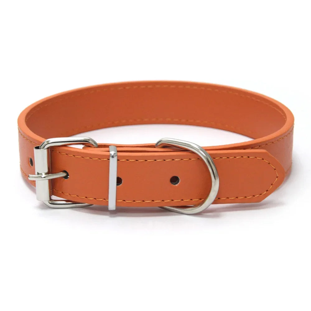 Adjustable Solid PU Leather Dog Collar for Comfort and Durability 10