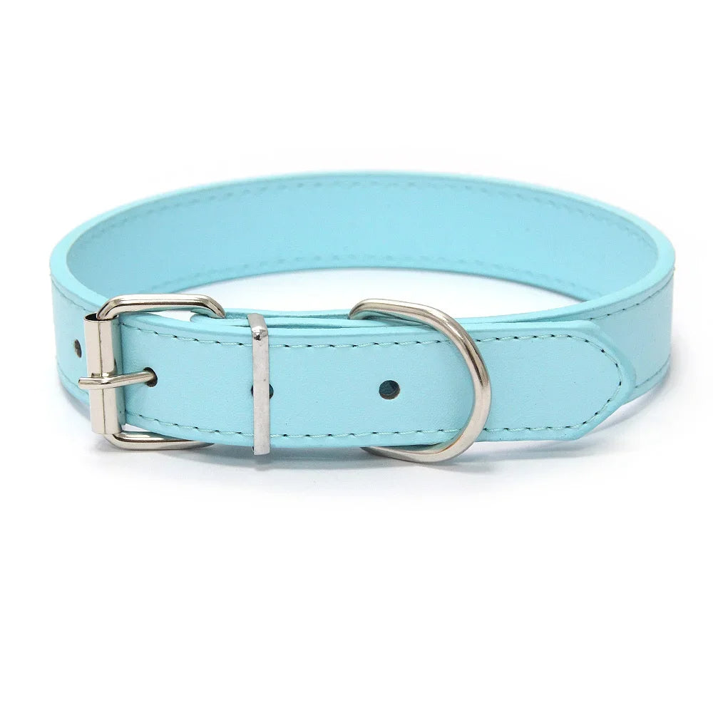 Adjustable Solid PU Leather Dog Collar for Comfort and Durability 12