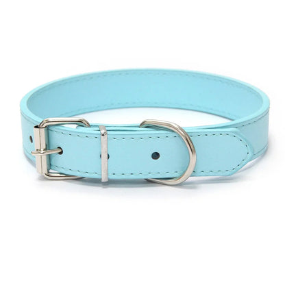 Adjustable Solid PU Leather Dog Collar for Comfort and Durability 12
