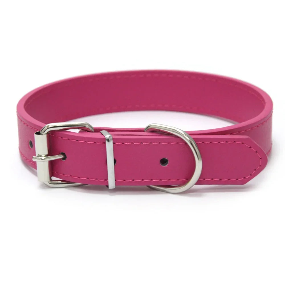 Adjustable Solid PU Leather Dog Collar for Comfort and Durability 13