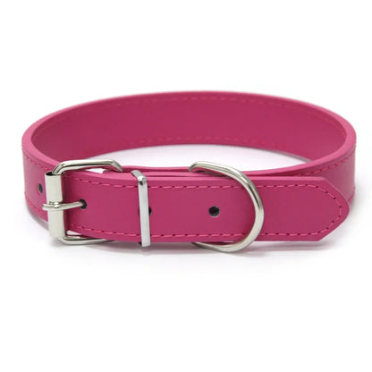 Adjustable Solid PU Leather Dog Collar for Comfort and Durability 13