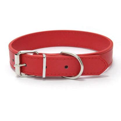 Adjustable Solid PU Leather Dog Collar for Comfort and Durability 15