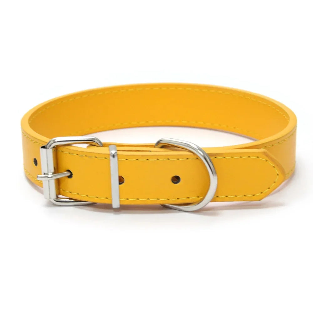 Adjustable Solid PU Leather Dog Collar for Comfort and Durability 16