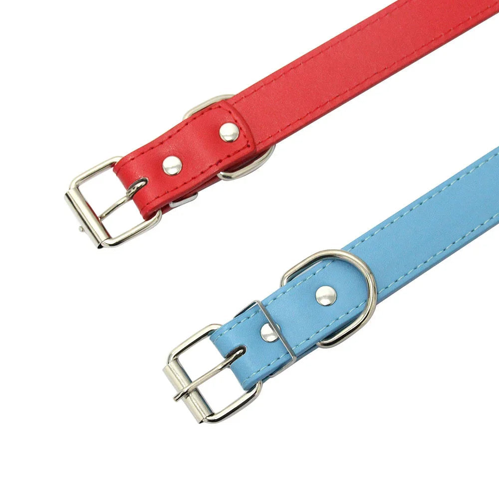 Adjustable Solid PU Leather Dog Collar for Comfort and Durability 4