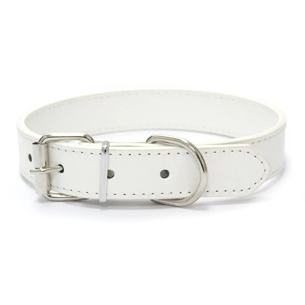 Adjustable Solid PU Leather Dog Collar for Comfort and Durability 5