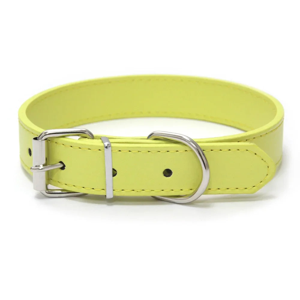 Adjustable Solid PU Leather Dog Collar for Comfort and Durability 7
