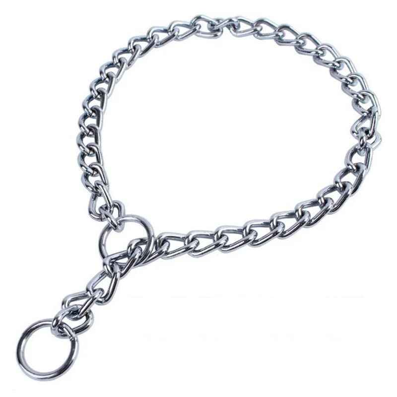 Adjustable Stainless Steel Dog Training Collar – Durable Slip Chain for Strong Breeds, Lightweight, Silver, Sizes S-XL 0