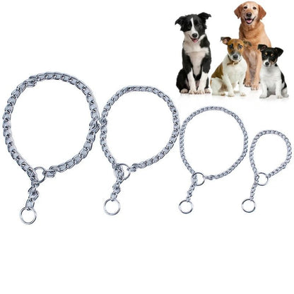 Adjustable Stainless Steel Dog Training Collar – Durable Slip Chain for Strong Breeds, Lightweight, Silver, Sizes S-XL 1