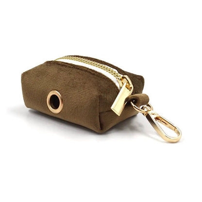 Adjustable Suede Dog Collar with Poop Bag Holder – Stylish Velvet and Polyester Accessory for Small to Large Dogs 3