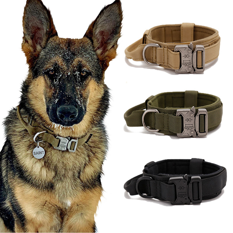 Adjustable Tactical Dog Collar and Leash Set with Padded Lining and Heavy Duty Clasp - Multiple Colors Available 1