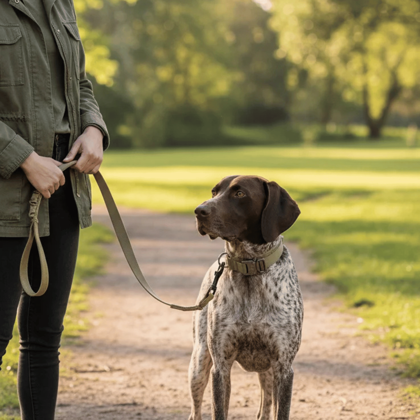 Adjustable Tactical Dog Collar and Shock-Absorbing Bungee Leash Set for Medium to Large Dogs - Reflective Design, Comfortable Nylon and Cotton 1