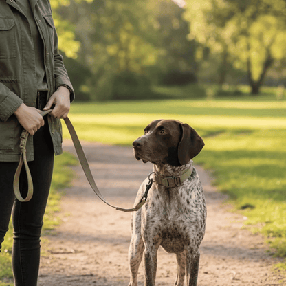 Adjustable Tactical Dog Collar and Shock-Absorbing Bungee Leash Set for Medium to Large Dogs - Reflective Design, Comfortable Nylon and Cotton 1