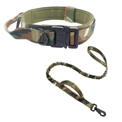 Adjustable Tactical Dog Collar and Shock-Absorbing Bungee Leash Set for Medium to Large Dogs - Reflective Design, Comfortable Nylon and Cotton 11