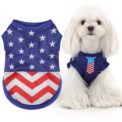 American Flag Dog Vest featuring a lightweight, adjustable design for comfortable wear during outdoor adventures, showcasing a patriotic theme. 7