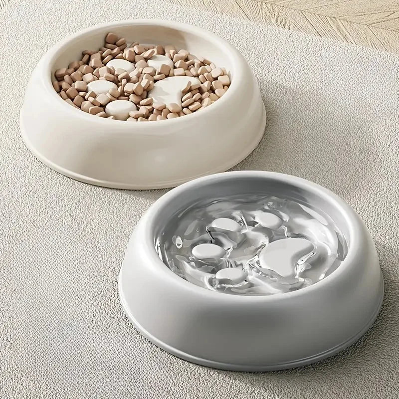 Anti-Gobble Slow Feeder Dog and Cat Bowl - Paw Print Design, Non-Slip, Dishwasher Safe, Promotes Healthy Eating 3