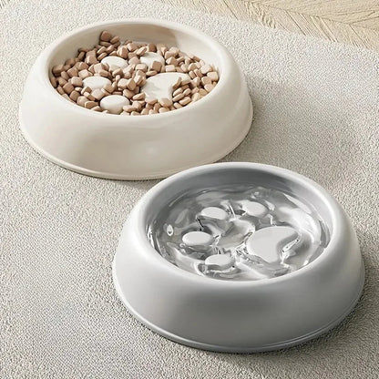 Anti-Gobble Slow Feeder Dog and Cat Bowl - Paw Print Design, Non-Slip, Dishwasher Safe, Promotes Healthy Eating 3