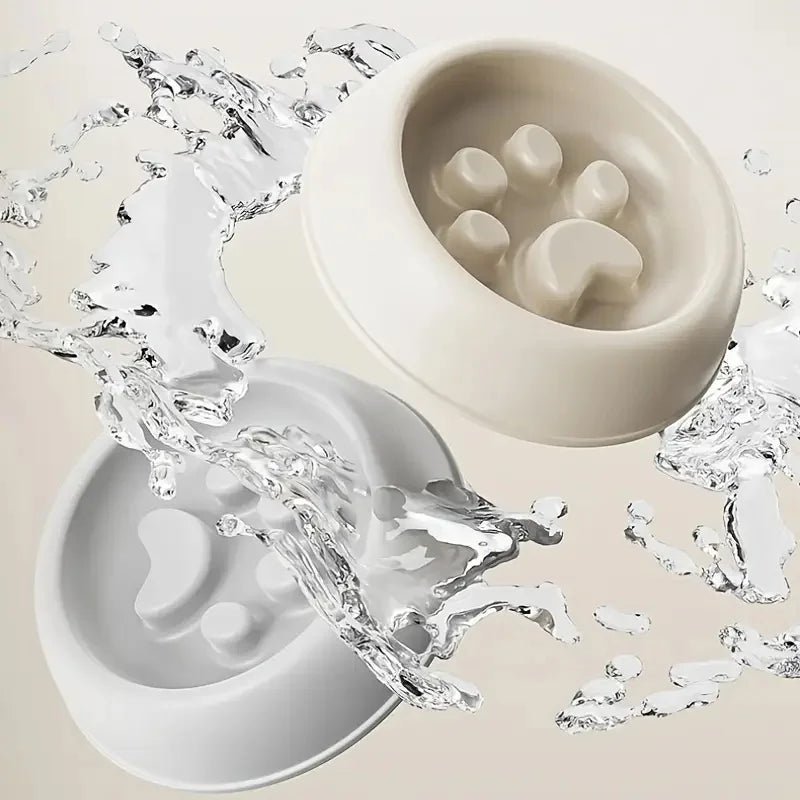 Anti-Gobble Slow Feeder Dog and Cat Bowl - Paw Print Design, Non-Slip, Dishwasher Safe, Promotes Healthy Eating 5