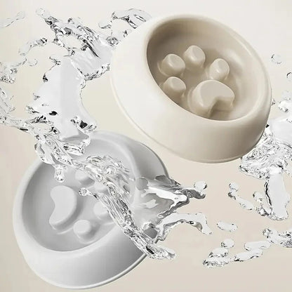 Anti-Gobble Slow Feeder Dog and Cat Bowl - Paw Print Design, Non-Slip, Dishwasher Safe, Promotes Healthy Eating 5