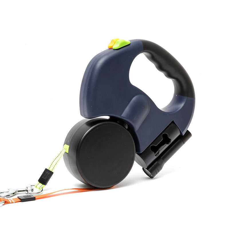 Anti-tangle double dog leash made from durable pet-safe materials, featuring adjustable length for easy walking with two dogs. 2