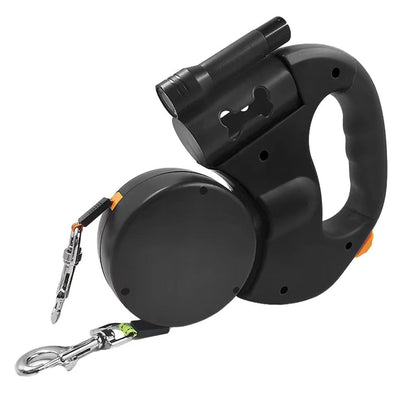 Anti-tangle double dog leash made from durable pet-safe materials, featuring adjustable length for easy walking with two dogs. 3
