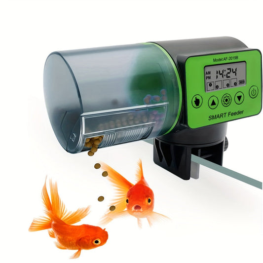 Automatic Fish Feeder with Adjustable LCD Timer – Battery Powered Aquarium Accessory for Vacation and Daily Use 0