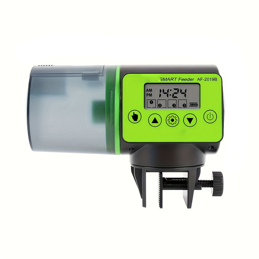 Automatic Fish Feeder with Adjustable LCD Timer – Battery Powered Aquarium Accessory for Vacation and Daily Use 1