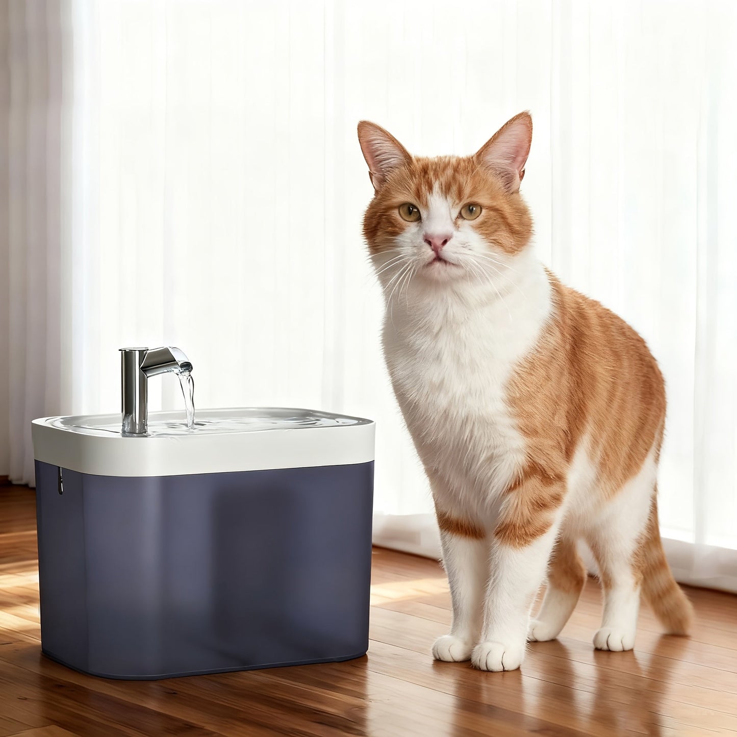 Automatic Pet Water Fountain with 1.5L capacity, featuring quiet circulation and USB power, designed for cats and dogs to stay hydrated. 5