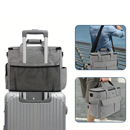 Aviation Approved Pet Travel Bag for Dogs and Cats – Gray Polyester with Foldable Bowls and Food Containers 3