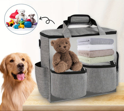 Aviation Approved Pet Travel Bag for Dogs and Cats – Gray Polyester with Foldable Bowls and Food Containers 4