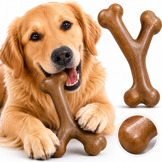 Bacon flavored Wishbone dog chew toy designed for aggressive chewers, durable and engaging for hours of play. 0