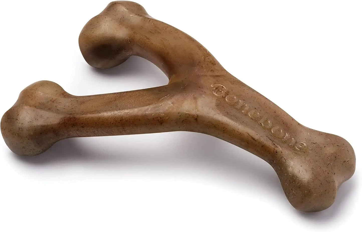 Bacon flavored Wishbone dog chew toy designed for aggressive chewers, durable and engaging for hours of play. 2