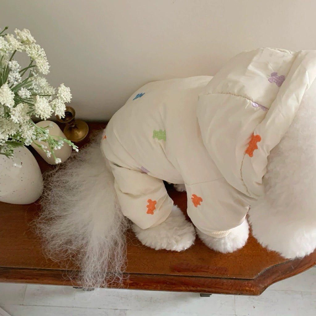 Bear Pattern Jumpsuit Jacket for Small to Medium Dogs – Cozy and Stylish Winter Wear 5