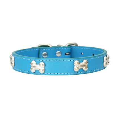 Bone-Shaped Leather Dog Collar - Adjustable Size for Small and Large Breeds - Durable and Stylish Design 10