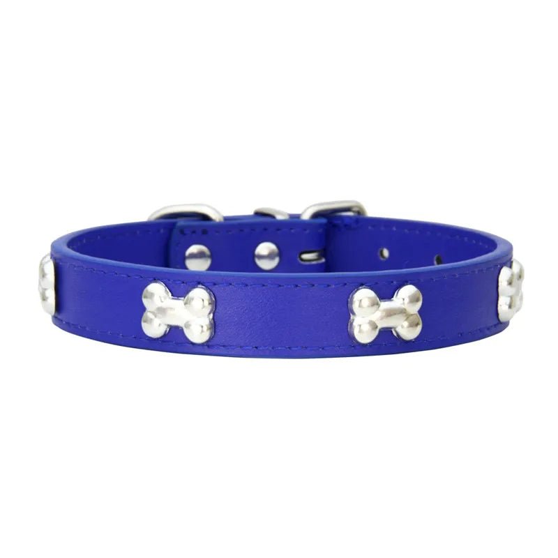 Bone-Shaped Leather Dog Collar - Adjustable Size for Small and Large Breeds - Durable and Stylish Design 12