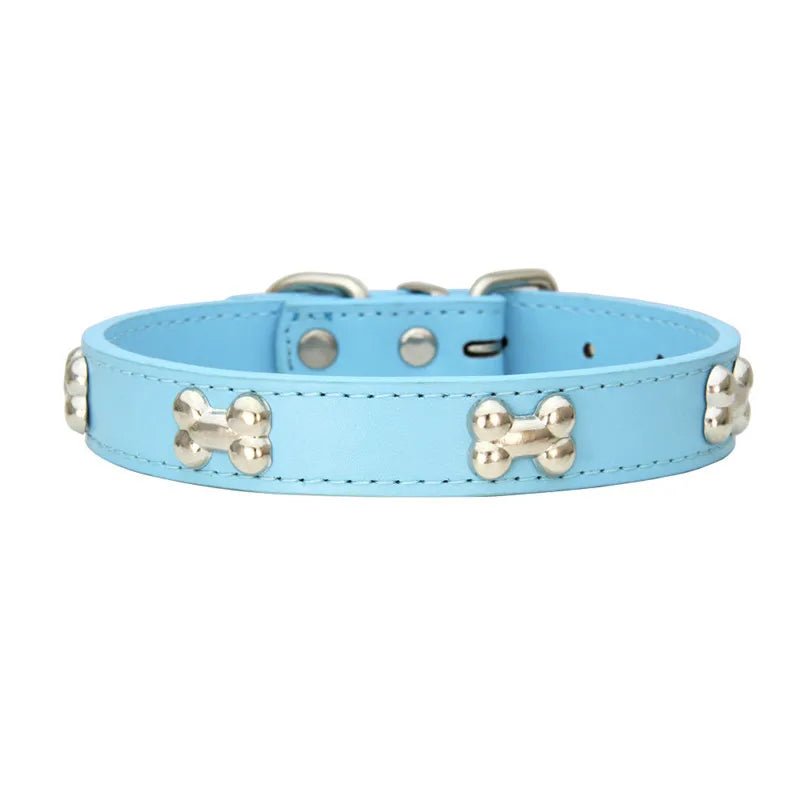 Bone-Shaped Leather Dog Collar - Adjustable Size for Small and Large Breeds - Durable and Stylish Design 13
