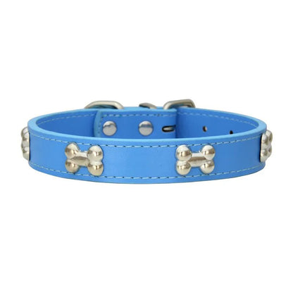 Bone-Shaped Leather Dog Collar - Adjustable Size for Small and Large Breeds - Durable and Stylish Design 17