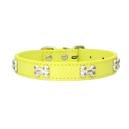 Bone-Shaped Leather Dog Collar - Adjustable Size for Small and Large Breeds - Durable and Stylish Design 19