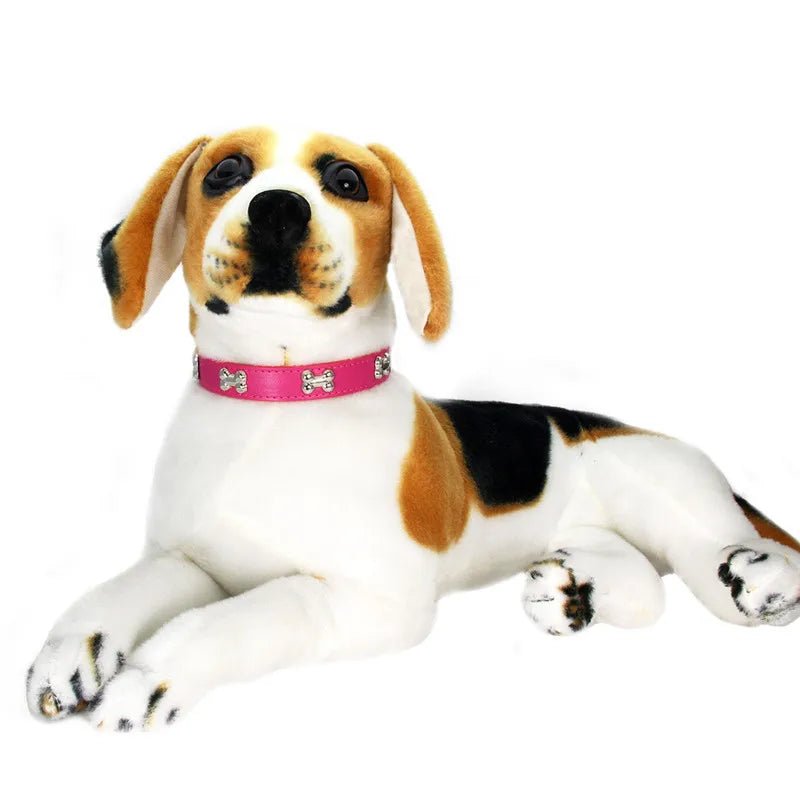 Bone-Shaped Leather Dog Collar - Adjustable Size for Small and Large Breeds - Durable and Stylish Design 4
