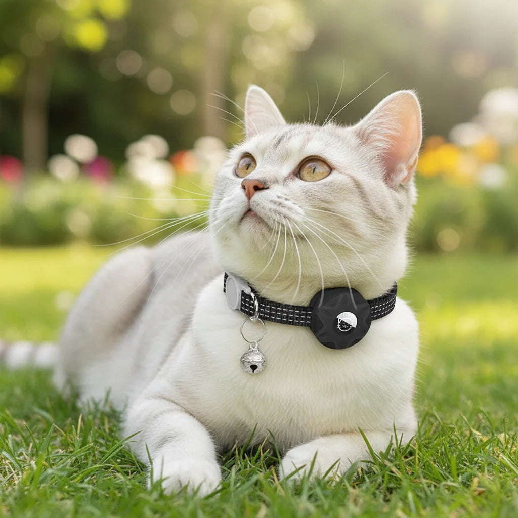 Break-Away Cat Collar with AirTag Holder – Adjustable Reflective GPS Cat Tracker Collar for Small Cats and Kittens 4