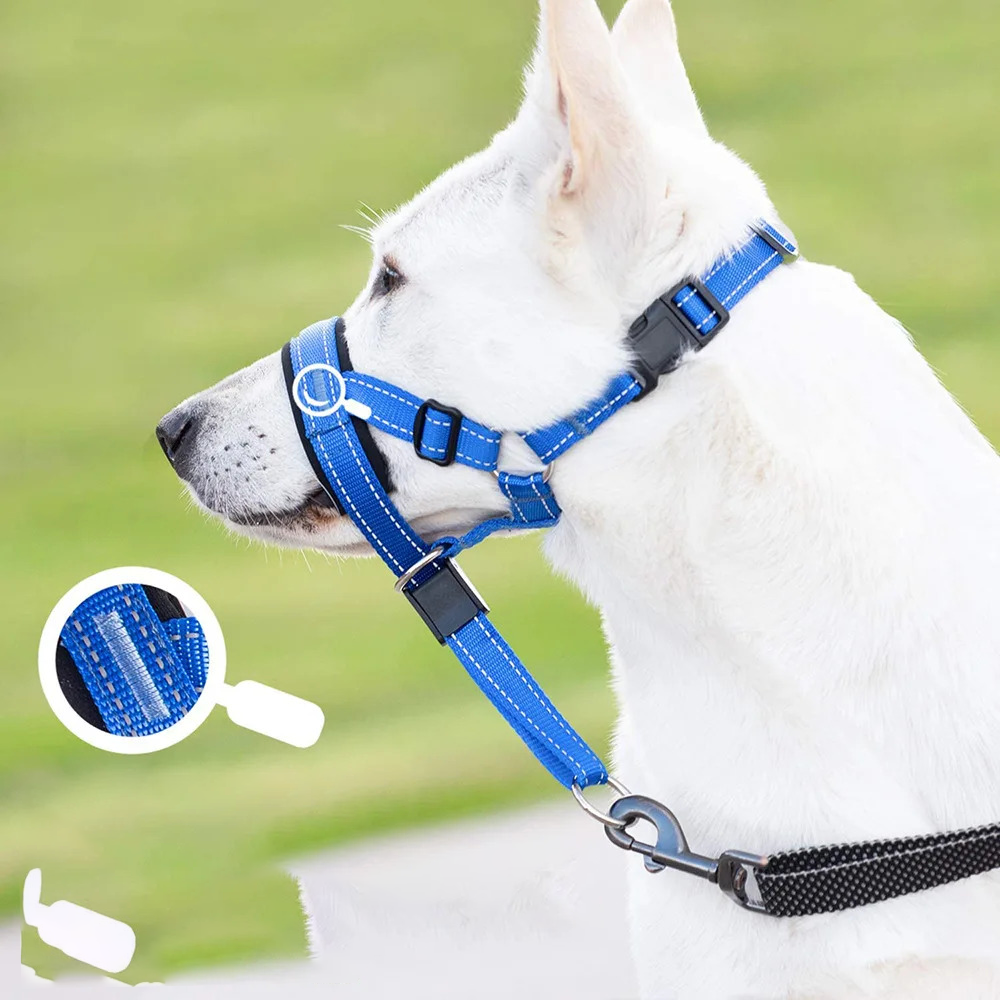 Breathable Nylon Dog Muzzle for Barking with Reflective Strips – Adjustable Fit for Sizes S, M, L, XL 3
