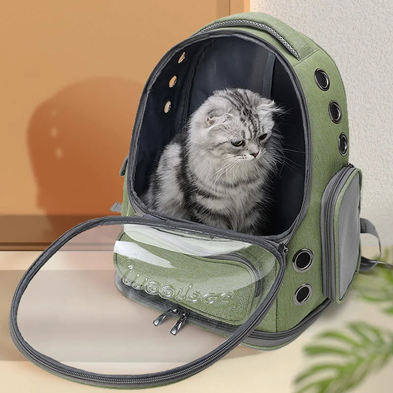 Breathable Pet Travel Backpack with Transparent Window for Cats and Small Dogs – Durable Oxford Material, 42x27x34 cm 3