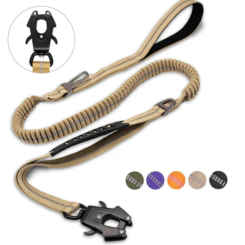 Bungee Dog Leash with Double Handle, Shock Absorbing Design, 178 cm Extendable for Large Dogs, Durable Nylon 1
