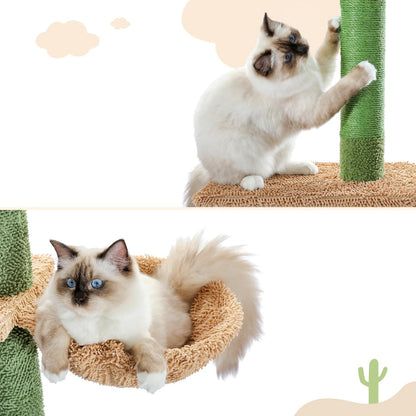 Cactus-Shaped Cat Tower with Hammock and Scratching Posts – 5-Tier Modern Cat Tree for Large Cats, Adjustable Height 239-274 cm 3