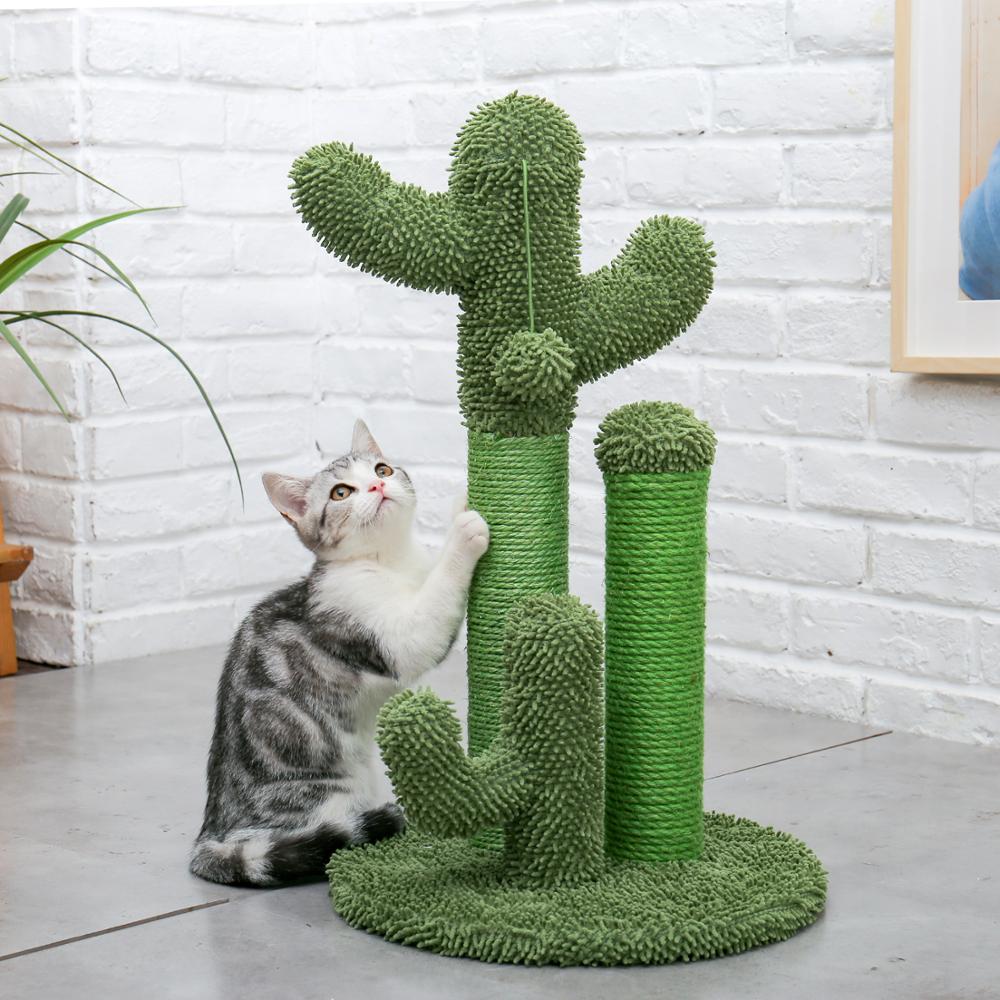 Cactus Cat Scratching Post with Non-Slip Base – Durable Wood & Sisal Scratcher for Cats, Medium and Large Sizes 4