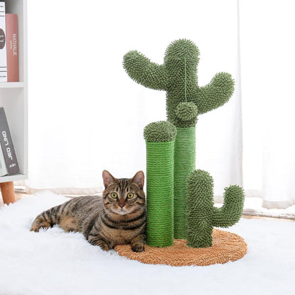 Cactus Cat Scratching Post with Non-Slip Base – Durable Wood & Sisal Scratcher for Cats, Medium and Large Sizes 5