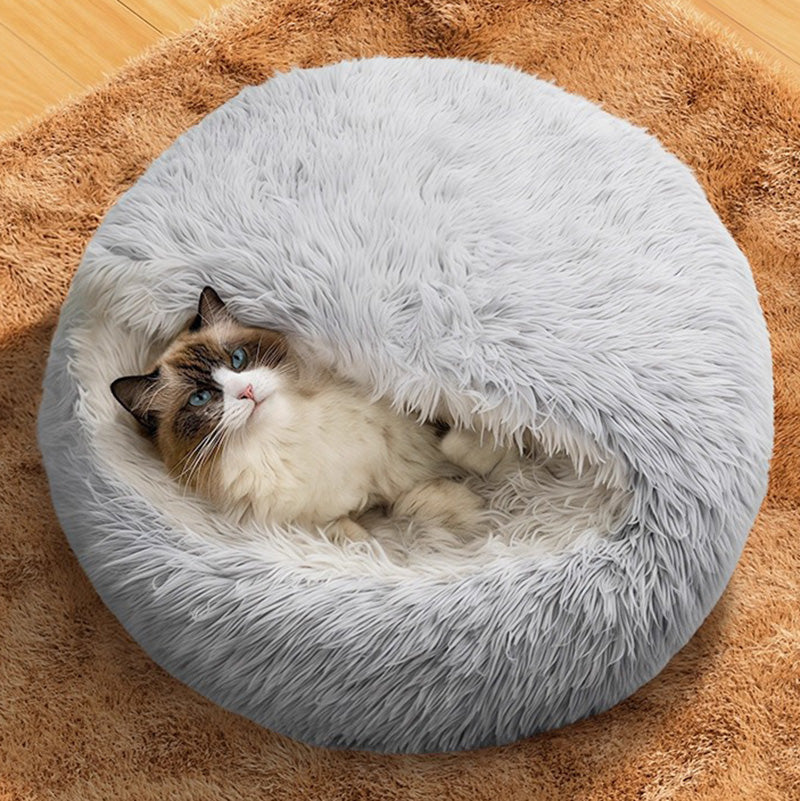 Calming Cat Bed - Plush Cat Cave Nest for Indoor Cats, Cozy and Ergonomic Design, Machine Washable, Small to Large Sizes 1