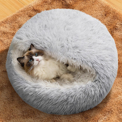 Calming Cat Bed - Plush Cat Cave Nest for Indoor Cats, Cozy and Ergonomic Design, Machine Washable, Small to Large Sizes 1