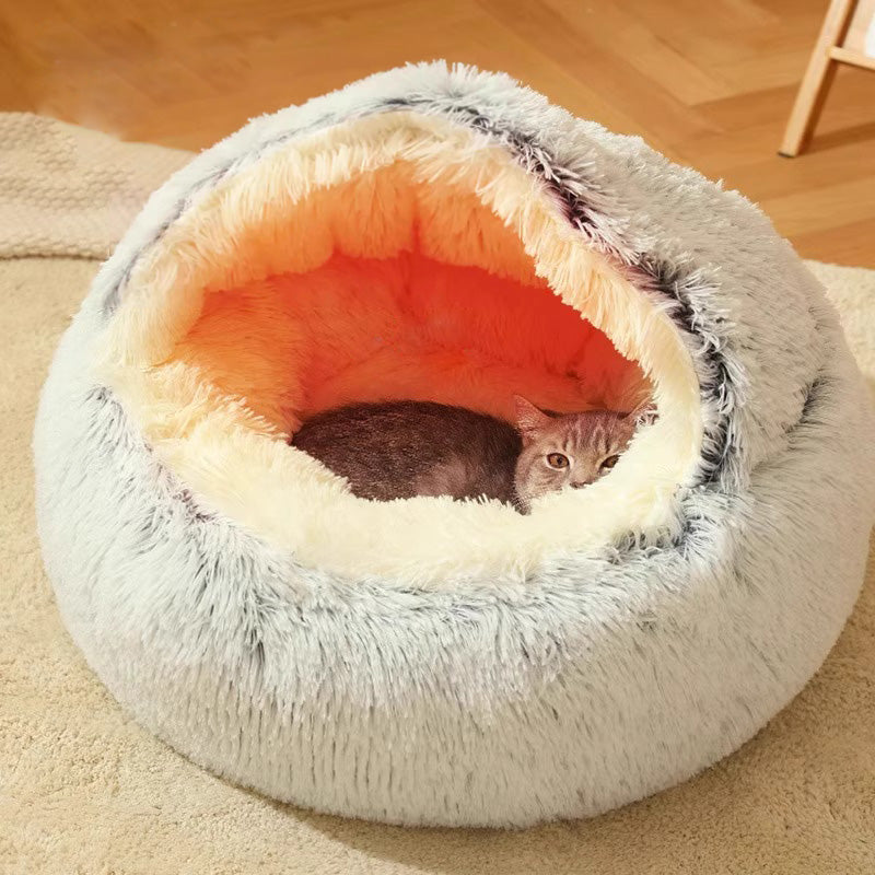 Calming Cat Bed - Plush Cat Cave Nest for Indoor Cats, Cozy and Ergonomic Design, Machine Washable, Small to Large Sizes 2